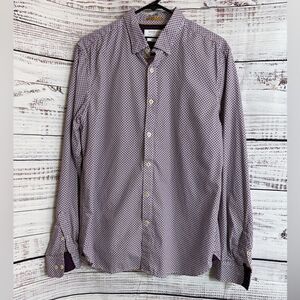 Cactus‎ Shirt Mens Size Large Button Up Geo print Slim Fit Cotton Preppy light